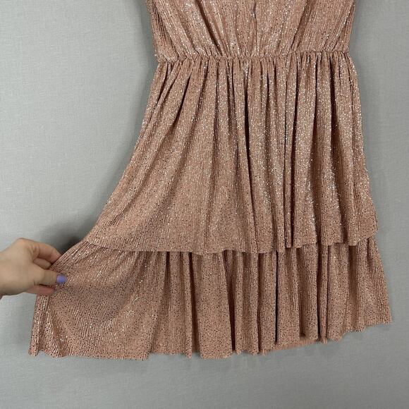 Sabina Musayev Skylar Dress Womens Small Pink Metallic Tiered Cocktail Ballerina - Picture 4 of 14